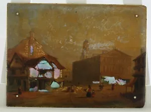 Boston Massachusetts Faneuil Hall Oil Painting Quincy Market - RARE 1850s - Picture 1 of 9