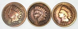 1888, 1899, 1895 Indian Head Penny - 3 coin lot - Picture 1 of 2