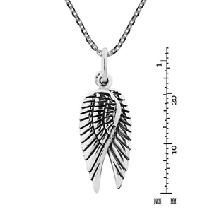 Heavenly Pair of Guardian Angel Wings Sterling Silver Necklace - Picture 1 of 6