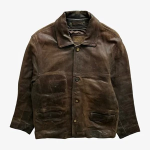 Vintage 90s Men's Redskins Territoire Dark Brown Leather Pilot Jacket, Military - Picture 1 of 10