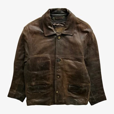 Vintage 90s Men's Redskins Territoire Dark Brown Leather Pilot Jacket, Military - Image 1 of 4