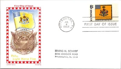 FDC 1968 SC #1354a Jackson, Light Horse Flag - Pittsburgh PA - Single - F78331 - Image 1 of 2