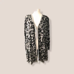 Catherine's Long Sleeve Cardigan Sweater Jacket Tunic Animal Print Metallic 0X - Picture 1 of 5