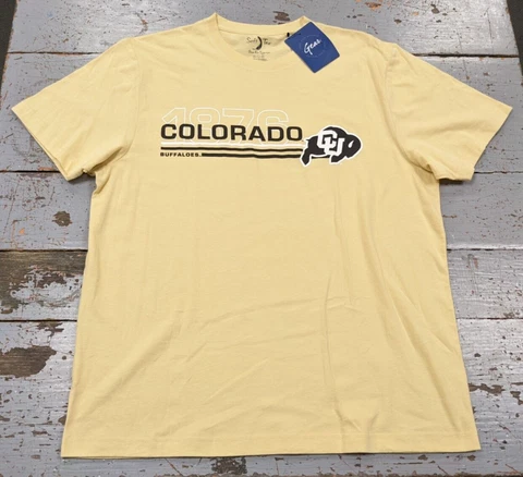 Adult Colorado Buffalo Gear Brand Licensed S/S Light Yellow T-Shirt, L - NWT Cover