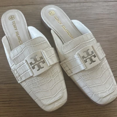 Mocasines Tory Burch Cuero Crema Georgia Mule Slides Logo Lux Diseñador Clásico 9 Foto 1 de 4