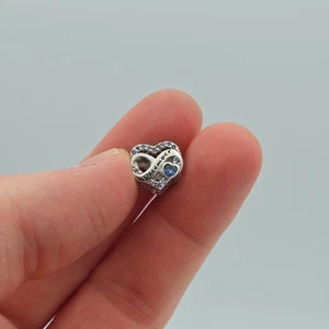 December Birthstone Charm S925 Sterling Silver Blue Hearts Fits Bracelets + Bag - Picture 1 of 8