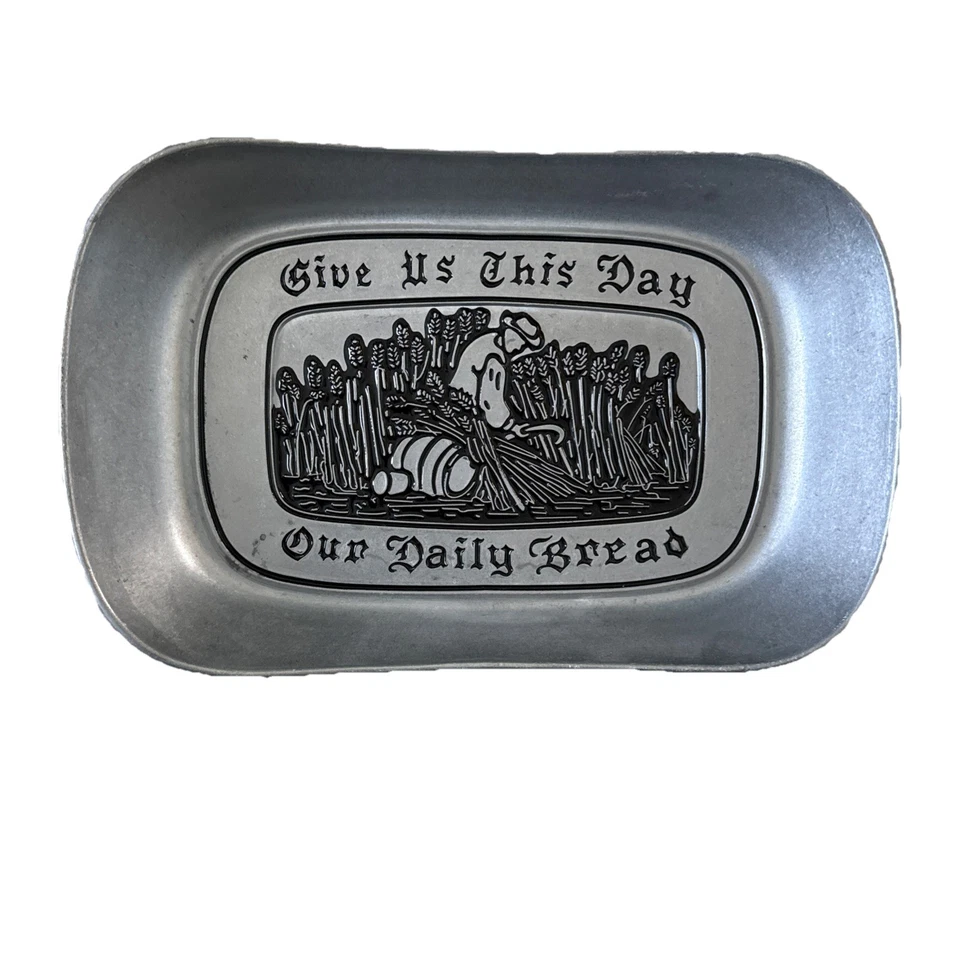 Wilton Armetale Bread TrayGive Us This Day Pewter Matte Finish Large 9.25x6.5"