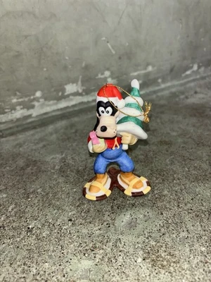 VINTAGE  WALT DISNEY GOOFY CERAMIC BISQUE CHRISTMAS TREE SNOWSHOES ORNAMENT - Image 1 of 4