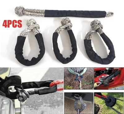 4x Grillete Suave 44000Lbs Resistencia a la Rotura Cuerda Sintética de Recuperación de Carreteras 1/2”X22” Foto 1 de 4