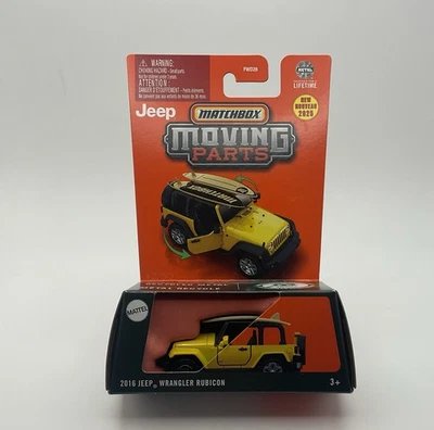 🔥 Jeep Wrangler Rubicon 2016 piezas móviles Matchbox tablas de surf amarillas Foto 1 de 3