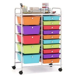 15-Drawer Organizer Cart Office School Storage Cart Rolling Drawer Cart for T... - Picture 1 of 9
