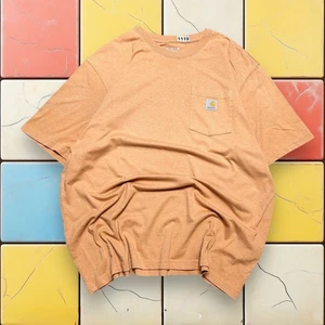 Y2K Carhartt Mens T-Shirt Loose Fit Pocket Tee Workwear Peach Orange Size XL - Picture 1 of 14