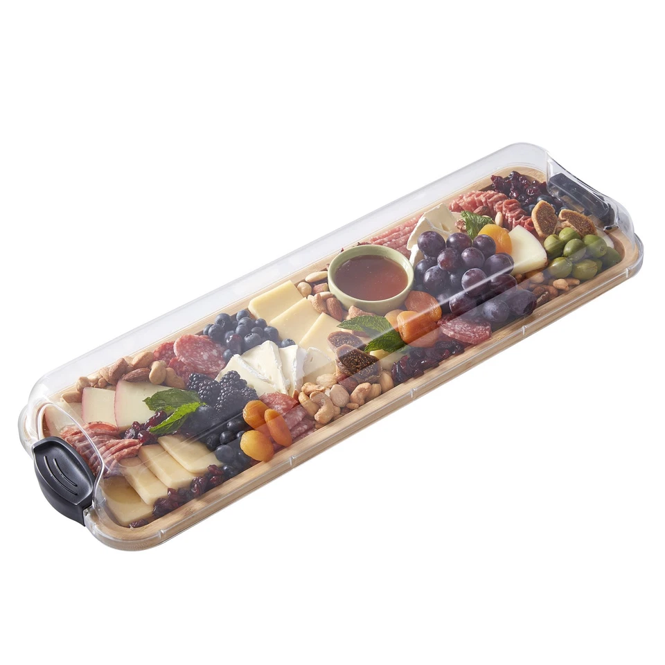 Faberware Large Build-a-Board Bamboo Grazing Platter and Locking Lid 17.5 x 56cm - Image 1 of 4