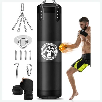 Boxsack Erwachsener Kickbox MMA Muay Thai Training 120cm Polyvinyl 80 Pfund - Bild 1 von 4