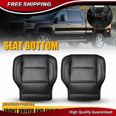 Cubierta de asiento inferior de cuero negra 2 piezas para Chevy Silverado 2500 3500 HD 2014-2019 Foto 1 de 4