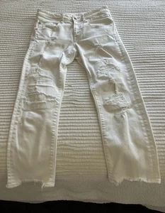R13 DENIM Straight Boy SHREDDED SZ 27 Crop Reg $495 - Picture 1 of 5