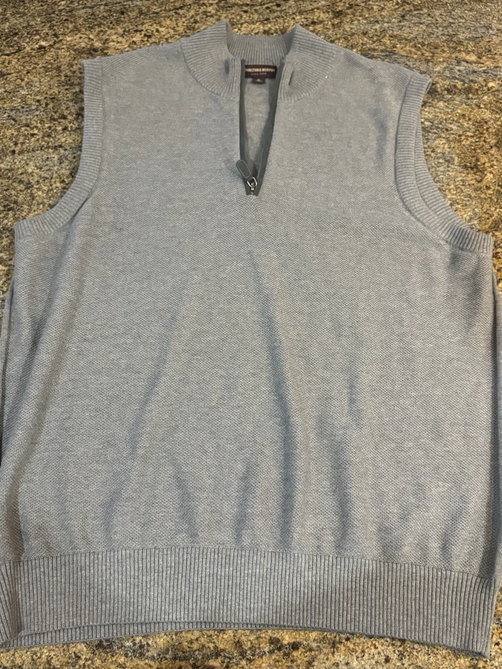 Johnston & Murphy Hombres Gris XL 1/4 Cremallera Algodón Pima Golf Suéter Chaleco Grandpacore Foto 1 de 4