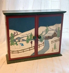 Vtg LL Bean Wood Advent Calendar Display Double Doors w/ 24 Pull Out Drawers - Picture 1 of 21