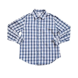 Crewcuts Boys Plaid Button Down Shirt Size 6/7 Blue White Long Sleeve Cotton - Picture 1 of 5
