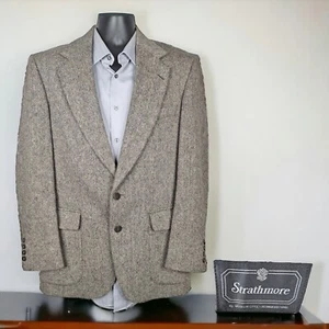 Strathmore Blazer Jacket Mens 40R Brown Tweed Wool - Picture 1 of 10