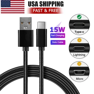 3.3FT Braided USB A to USB C Type-C Fast Charging Data SYNC Charger Cable Cord - Picture 1 of 9