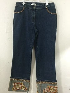 Basix II Women's Size 8 Embellished Cropped Jeans Dark Wash - Picture 1 of 11