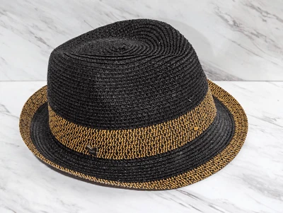 Magid Hats Women's Two Toned Brown Black Fedora 100% Straw Paper Hat - Image 1 of 4