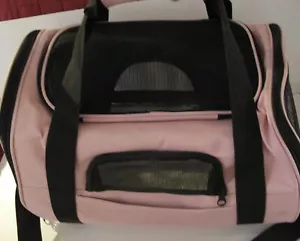 Small Dog Cat Pet Carrier Soft Comfort Bag Travel Case Pink Well Ventilated - Picture 1 of 5