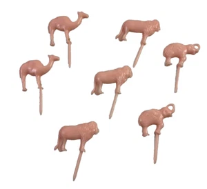 Vintage Plastic Cake Toppers Candle Holders Camels, Elephants and Lions - Picture 1 of 6