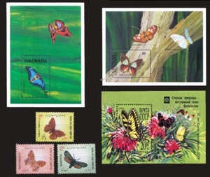 Collection of 3 MS & 1 complete set of Butterflies Insects, Grenada, Gr. Grenad - Picture 1 of 1