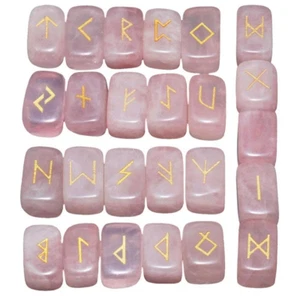 Rosenquarz Würfel Runen Set Kristall Steine Set Holunder Reiki Heilung Edelst... - Bild 1 von 3