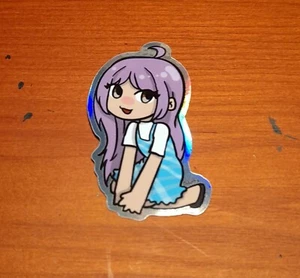 Cute Chibi Girl Sticker Blue Rainbow shine 2.5 Inches - Picture 1 of 1