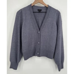 Ann Taylor Button Up Sweater Cardigan Women S Gray Soft Lightweight Stretch Fuzz - Picture 1 of 9