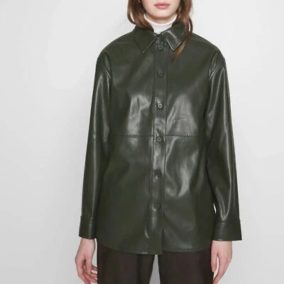 WEEKDAY Hemd / Jacke 'Lexi Shirt' - Lederimitat - dunkelgrün - L - NEU - Bild 1 von 2