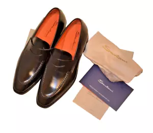Neu mit Karton Santoni Leder Halbschuhe Schuhe schwarz Größe EU 41 US 8 UK 7 - Bild 1 von 3