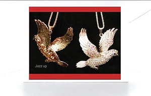 Costume Necklace/Pendant 3D”Dove”,vintage style,Crystal Charm, Bling, Statement - Picture 1 of 12