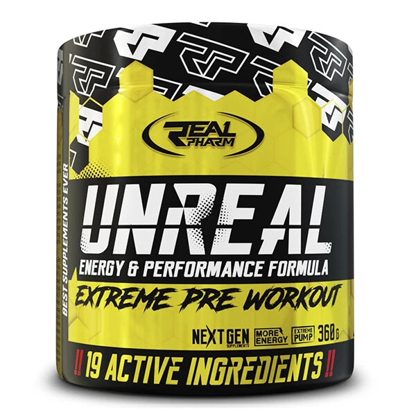 Real Pharm® UNREAL 360g PRE WORKOUT BOOSTER 60 Portionen + extra BONUS - Bild 1 von 1