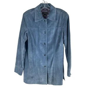 Classiques Entier Blue Suede Jacket Button Front Vintage Women Size L - Picture 1 of 10