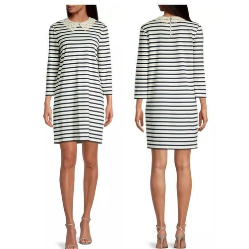 Abito maglietta Kate Spade con colletto in pizzo a righe taglia XS
