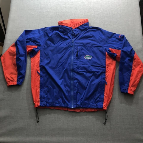 Columbia Mens Packable Windbreaker Size XL Blue Florida Gators Hidden Hood Cover