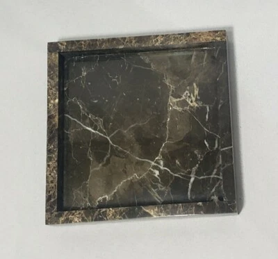 Handmade Emperador Dark Marble Tray 6" × 6" height 1", very elegant. - Image 1 of 4