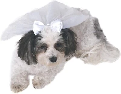 Wedding Veil Bride White Fancy Dress Up Halloween Pet Dog Cat Costume Accessory - Image 1 of 2