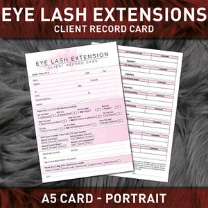 Eyelash Extension Client Record Card Treatment Consultation Lash PREMIUM A5 x50 - Picture 1 of 3