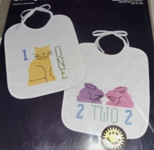 Janlynn Countdown Baby Bibs Stamped Cross Stitch Kit 277-92 - Picture 1 of 4