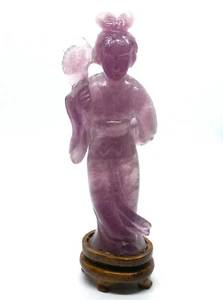 Enchanting Antique Chinese Carved Amethyst Quan Yin Statue - Picture 1 of 5