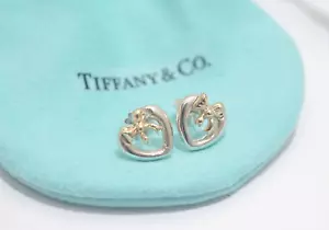 Tiffany & Co. Ohrstecker Sterlingsilber & 18 Karat Gold Band Schleife Herz - Bild 1 von 5