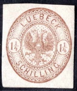 GERMANY LUBECK 1864 SCOTT #13 MINT NEVER HINGED - Picture 1 of 2