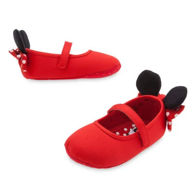 NUEVO CON ETIQUETAS Disney Store Minnie Mouse Bebé Disfraz Zapatos 6 12 18 24 Lunares Arco Rojo Foto 1 de 2