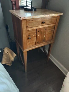 antique marble top bedside table - Picture 1 of 24