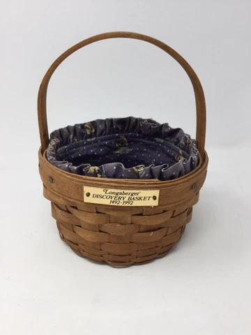LONGABERGER DISCOVERY BASKET 1492-1992 Combo Liner ~ Preowned Cover